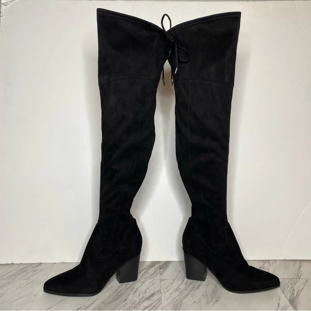 New! Marc Fisher Okun Black Pointy Toe Over the Knee Boot 8M